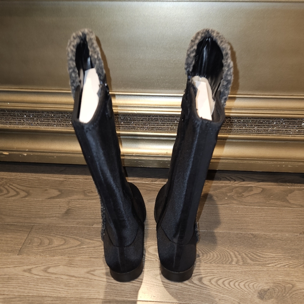 Stuart Weitzman Black Faux Suede Fur Boots!